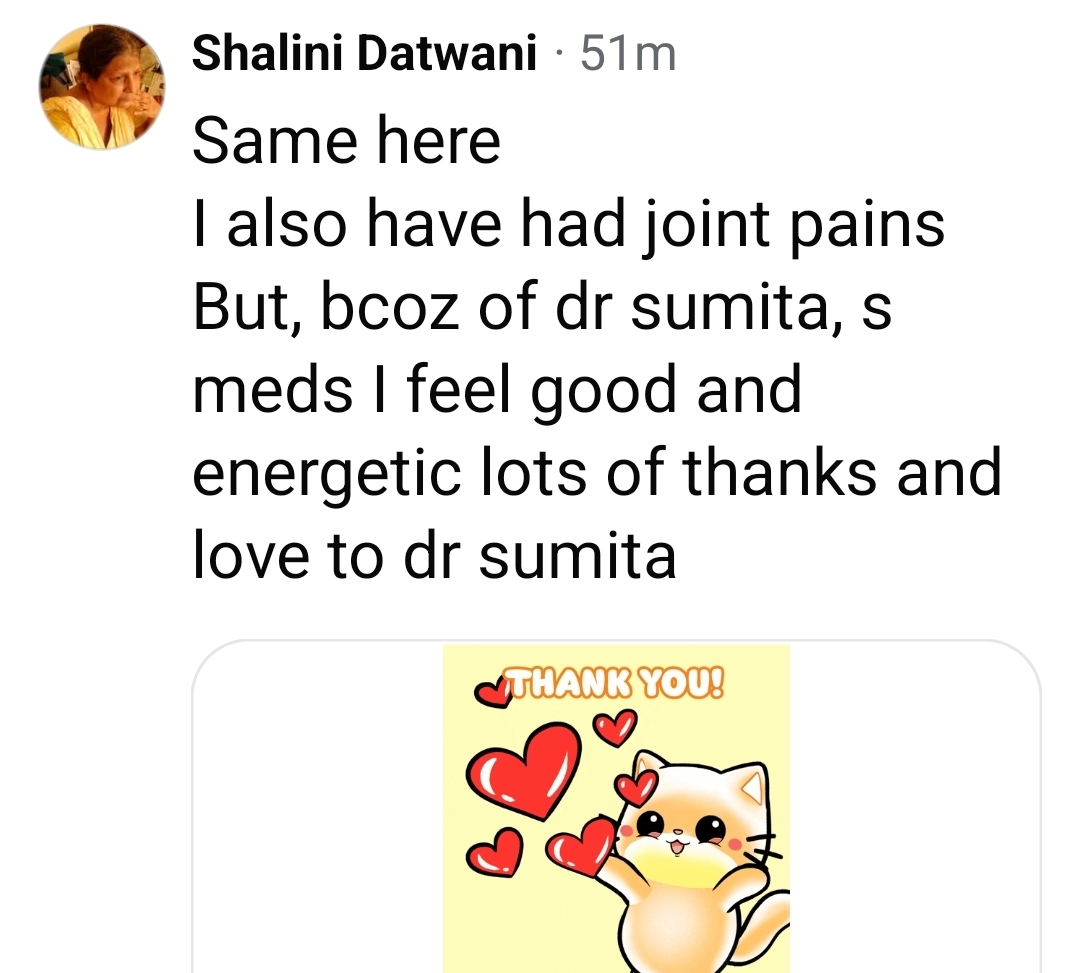 Joints pain and low energy improved