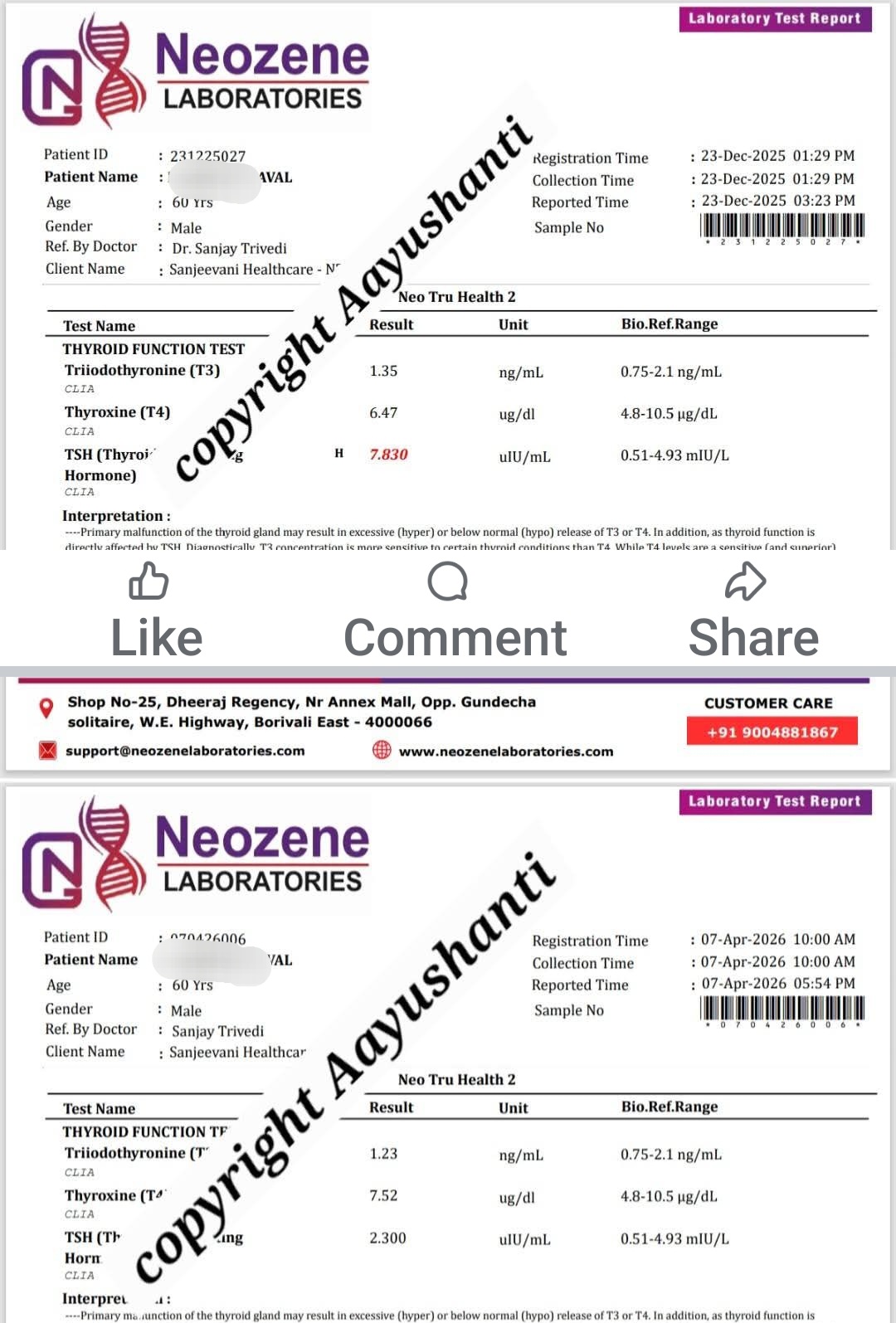 Thyroid TSH 7.8 to 2.3 in 3 months